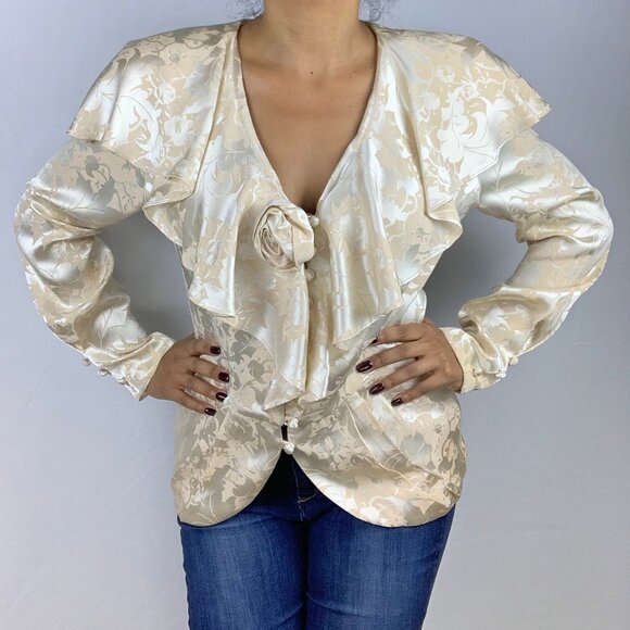 Vintage Shiny Ruffle Blouse - Picture 1 of 9
